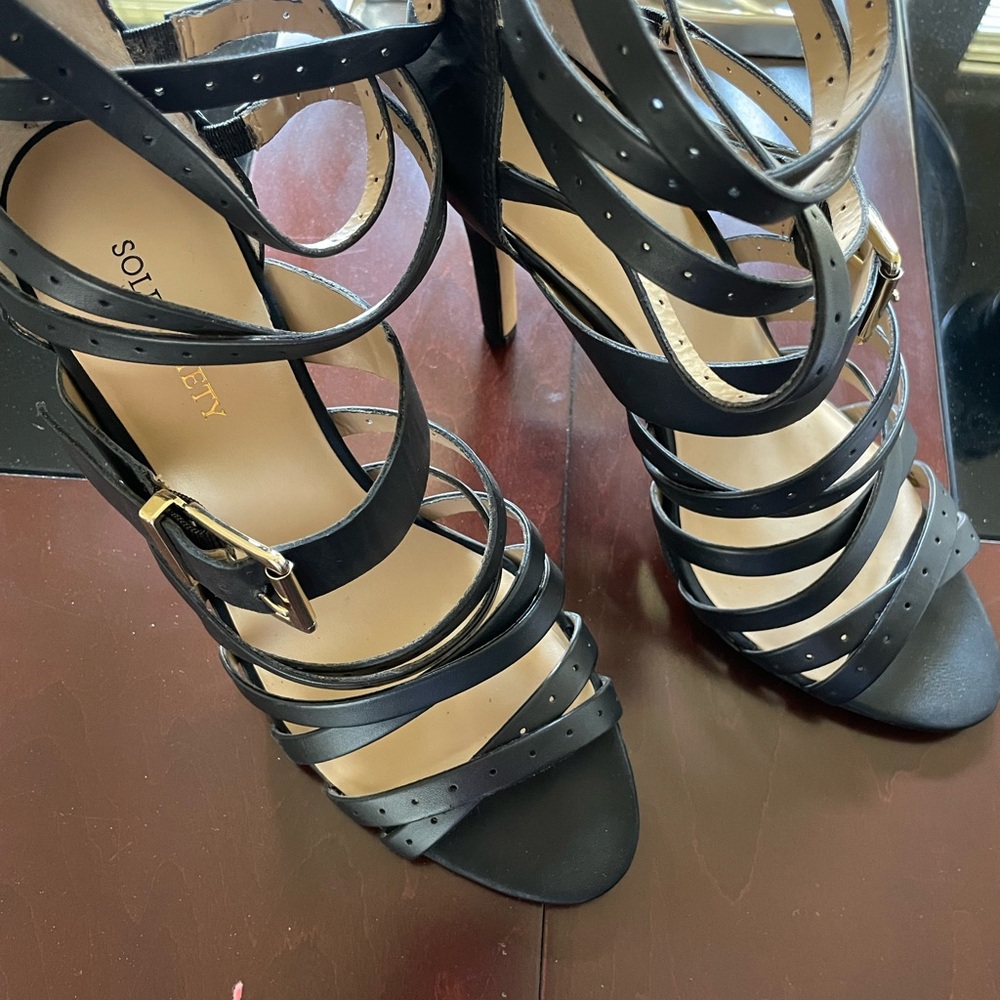 Sole Society Black High-Heeled Sandals